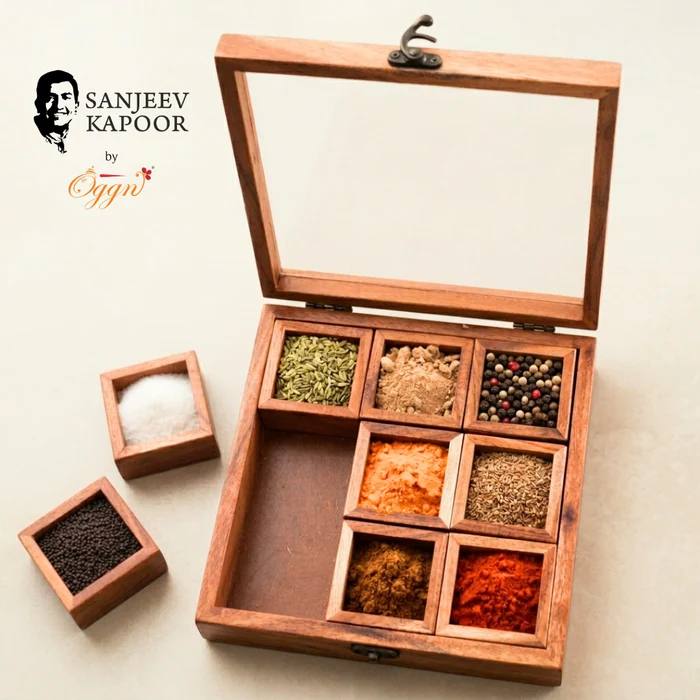 Jaipur, Household Items, INR 699,  Acacia Wooden Masala Box &ndash; Elegant Spice Organizer For Every Kitchen