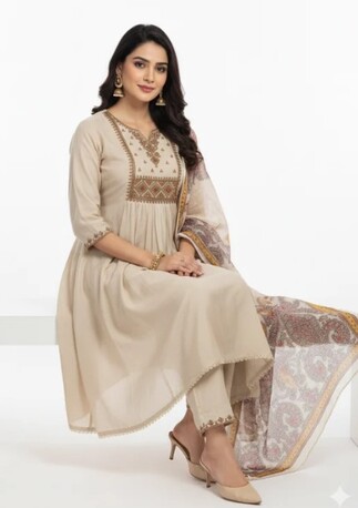 Dwarka, Clothing & Accessories, INR 1999,  Beige Everyday Suit &ndash; Shop Now For A Subtle Festive Kurta Set At ₹1999