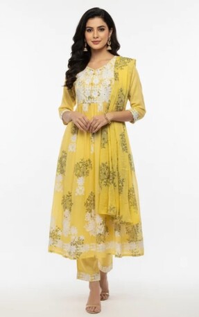 Dwarka, Clothing & Accessories, INR 1799,  Yellow Partywear Kurta Set &ndash; Order Now For A Vibrant Ethnic Look At ₹1799