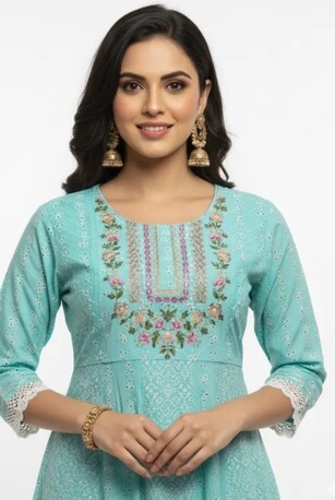 Dwarka, Clothing & Accessories, INR 1699,  Aqua Blue Office Kurta Set &ndash; Buy Now For Soft Workwear Style At ₹1699