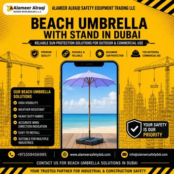 Dubai, Materials, AED 40,  Beach Umbrella With Stand In Dubai | Premium Outdoor Shade Solutions