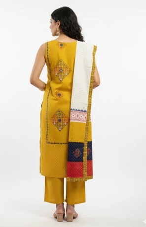 Dwarka, Clothing & Accessories, INR 1999,  Mustard Yellow Celebration Suit &ndash; Buy Now For A Bright Traditional Finish At ₹1999