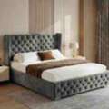 GBP 262,  Grey Double Cross Panel Ottoman Bed With Hidden Base Storage