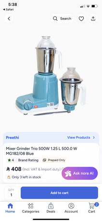 Al Malaz, Appliances, SAR 150,  Mixer Grinder (preethi Brand)
