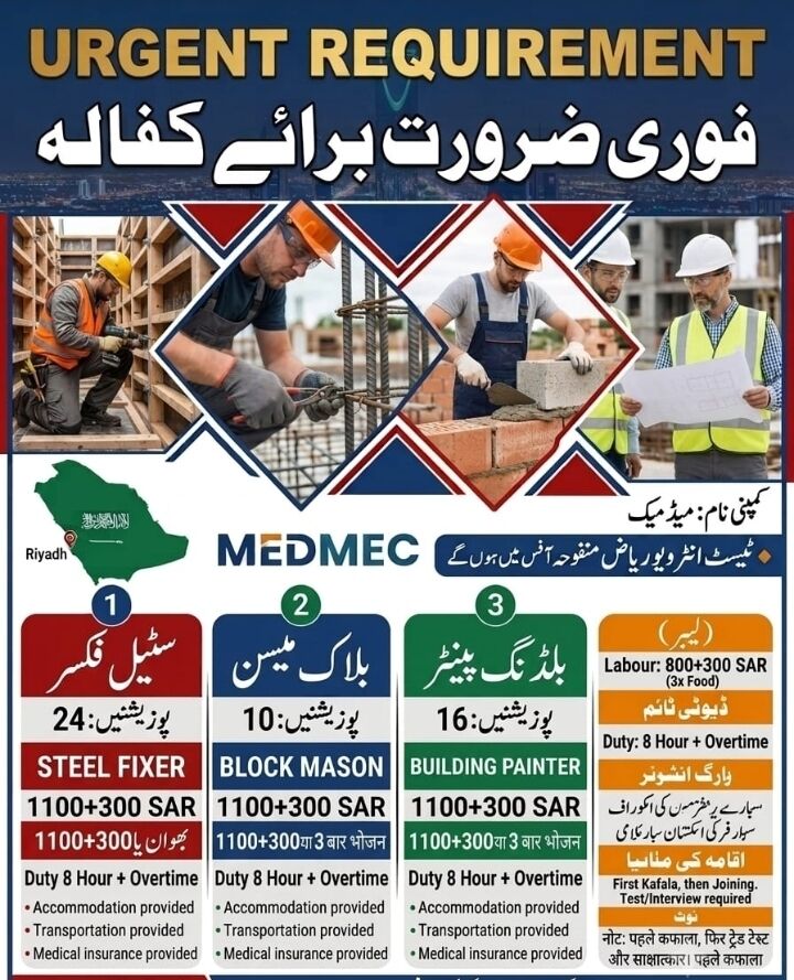 Jeddah, Jobs, Urgent Requirements General Worker