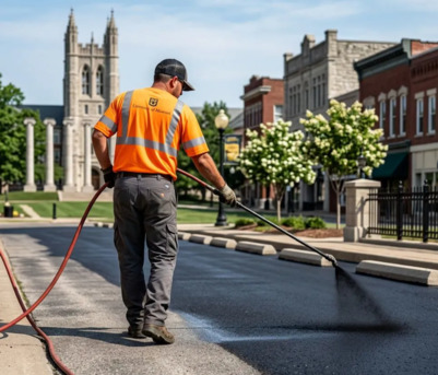 New York, Construction, Parking Lot Striping Of Columbia