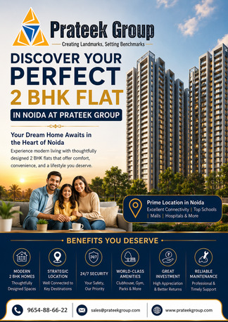 Noida, Real Estate, Discover Your Perfect 2 BHK Flat In Noida At Prateek Group