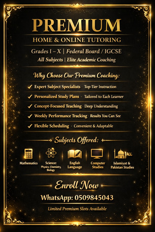 Riyadh, Education, Highly Qualified Experienced Teachers Grade I-X All Subjects Federal/IGCSE At HOME