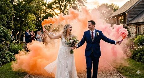 London, Business, Wedding Daytime Smoke Fireworks For Beautiful Wedding Photos