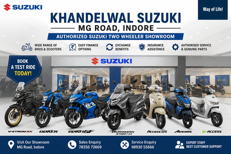 Indore, Bicycles, Suzuki Motorcycle Showroom In MG Road Indore | Bikes, Scooters & Test Ride Available