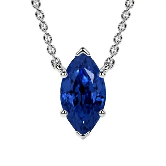New York, Jewelry, USD 4251,  Blue Sapphire Necklace Marquise Classic Solitaire (1.25cts.) - AAAA Quality