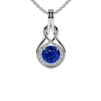 New York, Jewelry, USD 2164,  Natural Blue Sapphire Pendants Round Diamonds (0.76cttw) - AAAA Quality
