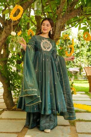 Jaipur, Clothing & Accessories, INR 6980,  Buy Idaho Ramora Flared Sleeves Anarkali Suit Set
