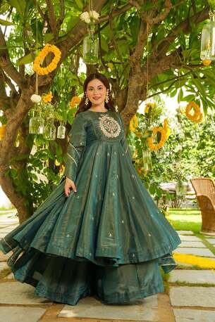 Jaipur, Clothing & Accessories, INR 6980,  Buy Idaho Ramora Flared Sleeves Anarkali Suit Set