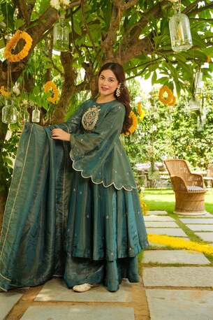Jaipur, Clothing & Accessories, INR 6980,  Buy Idaho Ramora Flared Sleeves Anarkali Suit Set