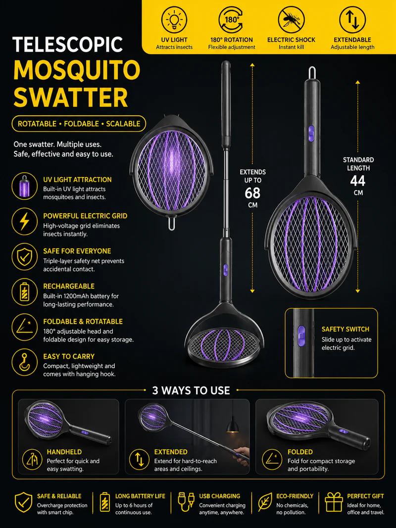 Riyadh, Electronics, SAR 77,  Telescopic Mosquito Swatter Racket