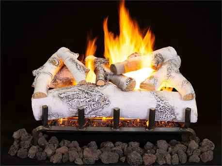 New York, Household Items, USD 1868,  Buy Outdoor 30" Ashton Birch 8 Piece Gas Log Set With Dual Burner Natural Gas Match Lit