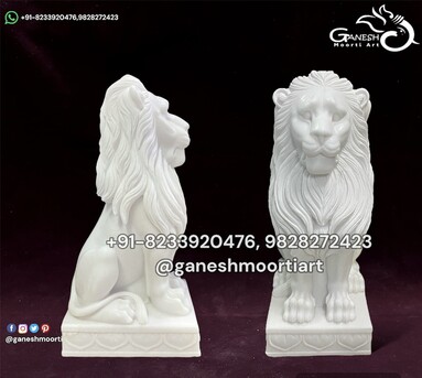 Jaipur, Collectibles, INR 60000,  Buy Pure White Marble Lion Statues For Home & Garden