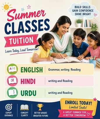 Muharraq, Lessons Offered, SUMMER TUITION CLASSES-English *Hindi *Urdu-Grammar, Reading, Writing
