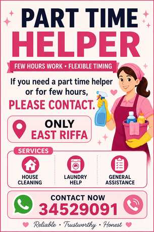 East Riffa, Cleaning, Lady House Helper Available
