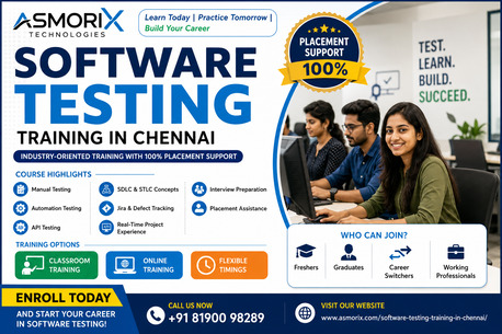 Chennai, Lessons Offered, Software Testing Training In Chennai | Placement Support | Asmorix