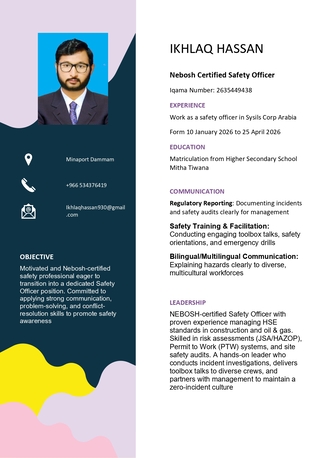 Riyadh, Job Seekers, NEBOSH Certified Safety Officer | Transferable Iqama | Immediate Joining