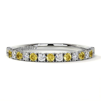 New York, Jewelry, USD 1,  Yellow Sapphire And Diamond Half Eternity Wedding Ring For Women