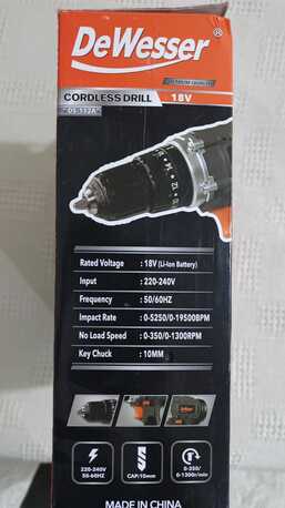 Dammam, Electrical & Plumbing, SAR 150,  De Wesser Cordless Drill 18 V With Accessories ( New)
