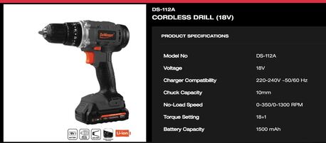 Dammam, Electrical & Plumbing, SAR 150,  De Wesser Cordless Drill 18 V With Accessories ( New)