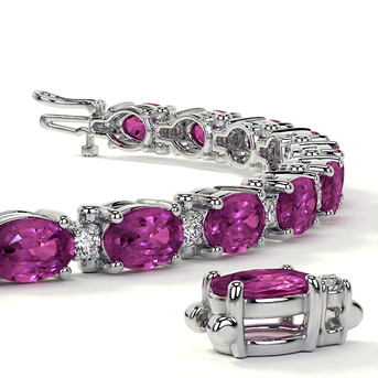 New York, Jewelry, USD 1,  Luxury Pink Sapphire And Diamond Women Bracelets In 14K White Gold
