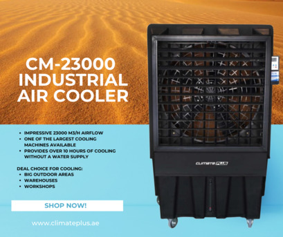 Dubai, Appliances, AED 3249,  CM-23000 Industrial Evaporative Air Cooler (Black Edition) &ndash; High Power Outdoor Cooling In
