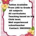 💐💐Tuition Available From LKG To Grade 6 Training For School Admissions📞39835920💐💐