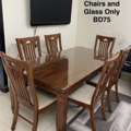 BHD 75,  Strong Wooden Dining Table With 6 Chairs And Glass Only BD75