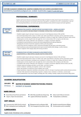 Jeddah, Job Seekers, Coordinator Logistics/Fright Forwarding/Customs Clearanc Documentation Assistant