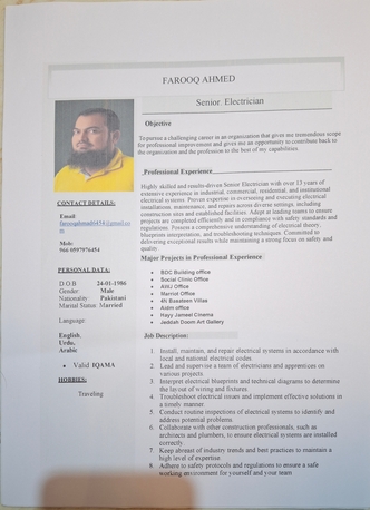 Riyadh, Job Seekers, I Am Seekers Electrician Job