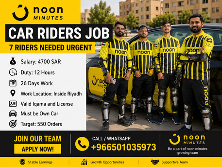 Riyadh, Jobs, NooN Minutes Car Riders