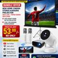 BHD 53,  Bundle Offer New Home Cinema Stereo Karaoke Projector With 2 Mic+Tripod Screen With Stand