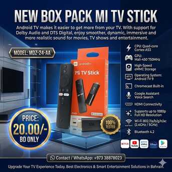Manama, Tablet Computers, BHD 20,  New Box Pack Xiaomi Android TV Stick Contact Or WhatsApp On +973 38878023