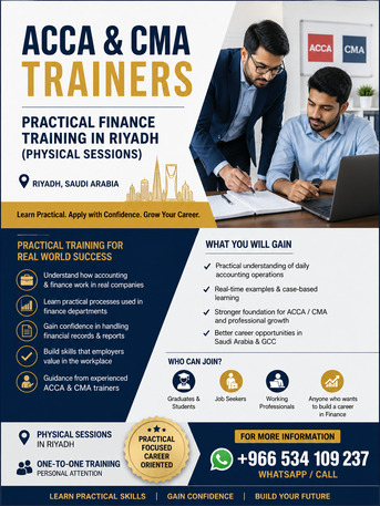 Riyadh, Lessons Offered, ACCA & CMA Trainers &ndash; Practical Finance Training In Riyadh (Physical Sessions)