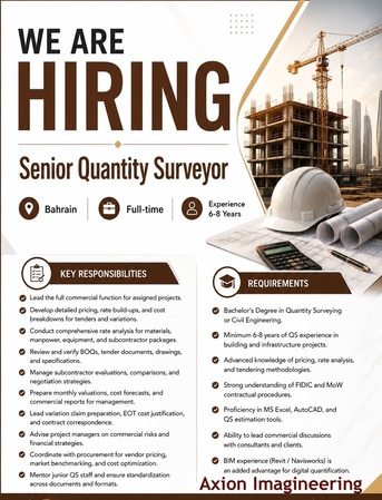 Manama, Jobs, SENIOR QUANTITY SURVEYOR (urgent)
