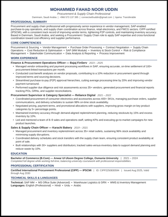 Dammam, Job Seekers, Certified Procurement & Supply Chain Specialist (CIPP) - SAP Exp