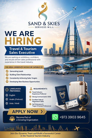 Manama, Jobs, Senior Sale  Supervisor -Travel &Tourism