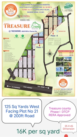 Hyderabad, Residential Plots, INR 12000,  125 Sq. Yard,  125 SQ YARDS WEST FACING ON 200FT NAGAR JUNA SAGAR HIGHWAY FACING VENTURE