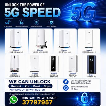 Manama, Electronics, BHD 25,  We Can Unlock  Huawei Zte Brovi Oppo  Any Kind Of 5G Wifi Router Unlocking Service Charge