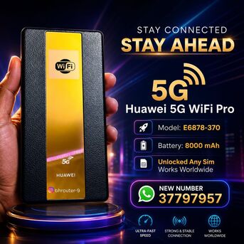 Manama, Electronics, BHD 70,  Huawei 5G Mobile WiFi Pro E6878-370 Battery: 8000mAh Unlocked  Any Sim Card Support