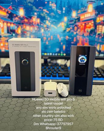 Manama, Electronics, BHD 75,  Huawei 5G Mobile Wifi Pro 5 Latest Model  Any Sim Work Unlocked  Stc Zain Batelco