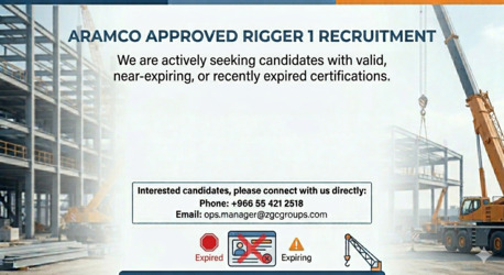 Riyadh, Jobs, Urgent Hiring Expire Aramco Rigger 1