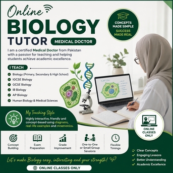 Riyadh, Lessons Offered, Online Biology Tutor