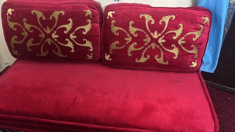 Hara, Furniture, SAR 300,  Red And Golden Design 7 Seater Sofa For Sale