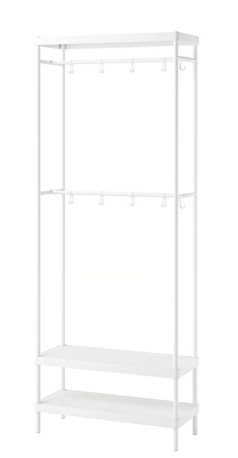 Riyadh, Furniture, SAR 135,  IKEA Metal Coat Rack With Shoe Storage Unit, MACKAPÄR White